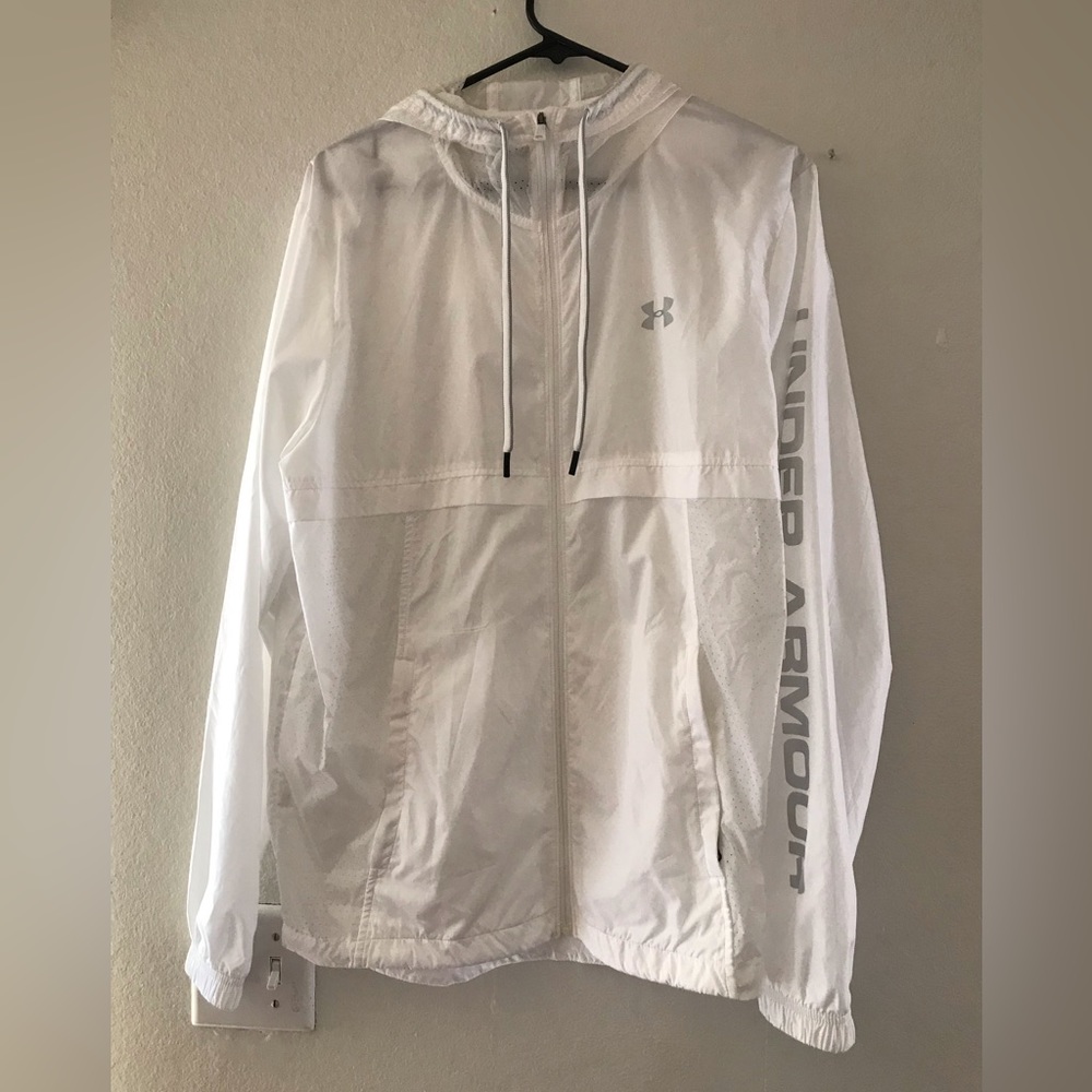 Under Armour Windbreaker Jogger Heat Gear Jacket White Medium NWOT